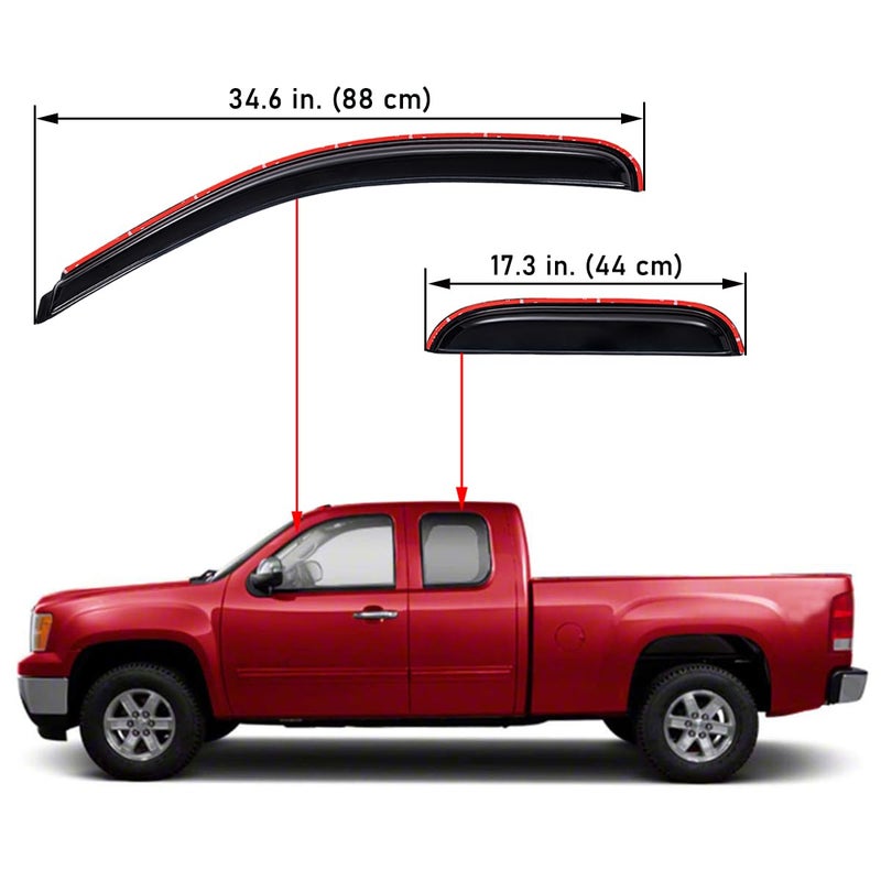 Lightronic Extra Durable In-Channel Auto Vent Window Visor, Fit 2007-2013 Chevrolet Silverado & GMC Sierra 1500; 2007-2014 Silv./Sierra 2500 HD & 3500 HD, Ext. Cab, UV-Protect Rain Guard, Smoke, 4-Pcs - Image 3